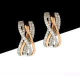1.70 Cts. 18K White Gold Criss Cross Rose Gold Diamond Hoop Earrings